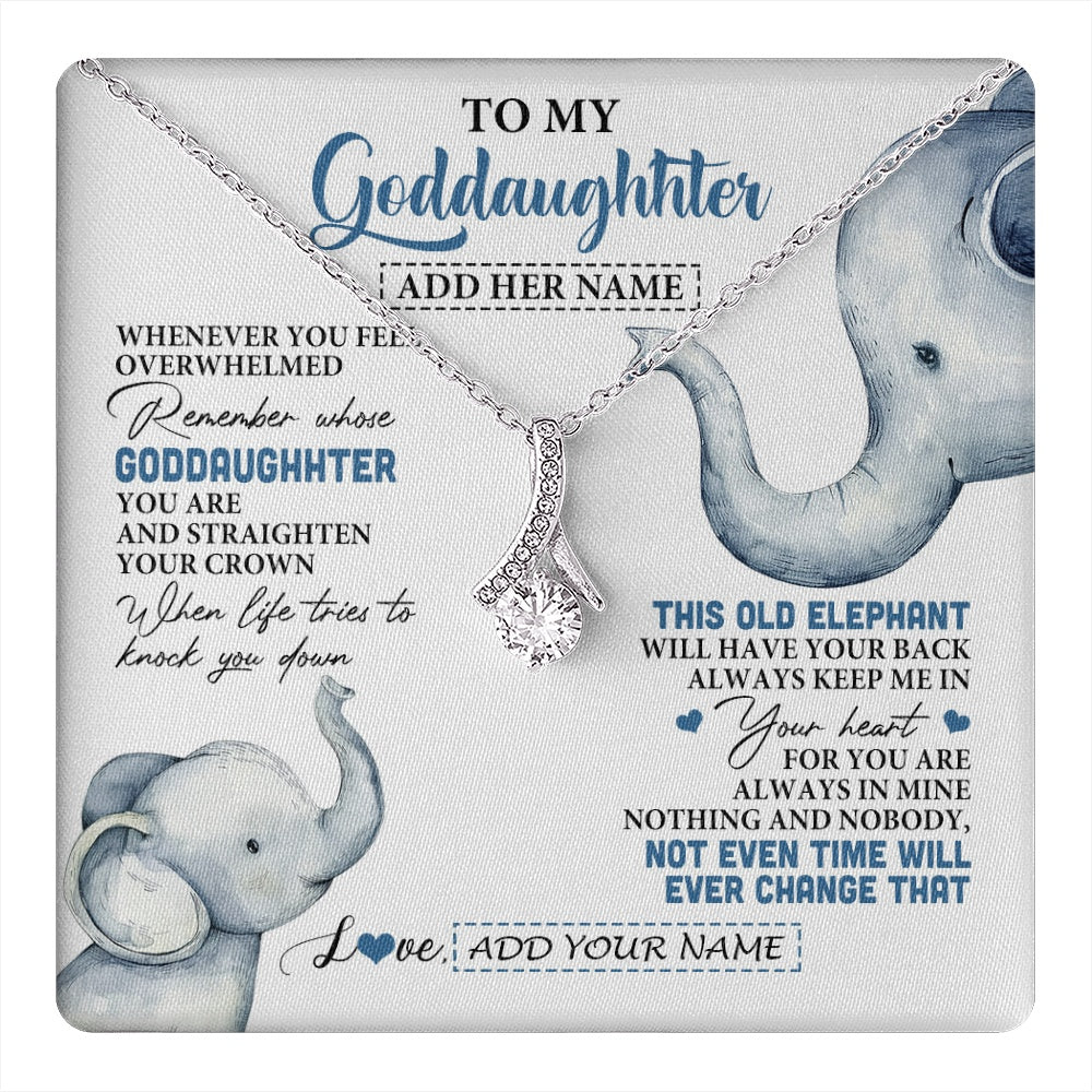 Alluring Beauty Necklace 14K White Gold Finish | 1 | Personalized To My Goddaughter Gifts Necklace From Aunt Whenever Elephant Unique Birthday Gifts For Goddaughter Graduation Christmas Gift Box Message Card | teecentury.myshopify