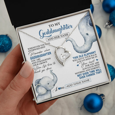 Forever Love Necklace 14K White Gold Finish | 2 | Personalized To My Goddaughter Gifts Necklace From Aunt Whenever Elephant Unique Birthday Gifts For Goddaughter Graduation Christmas Gift Box Message Card | teecentury.myshopify