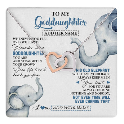 Interlocking Hearts Necklace Stainless Steel & Rose Gold Finish | 1 | Personalized To My Goddaughter Gifts Necklace From Aunt Whenever Elephant Unique Birthday Gifts For Goddaughter Graduation Christmas Gift Box Message Card | teecentury.myshopify