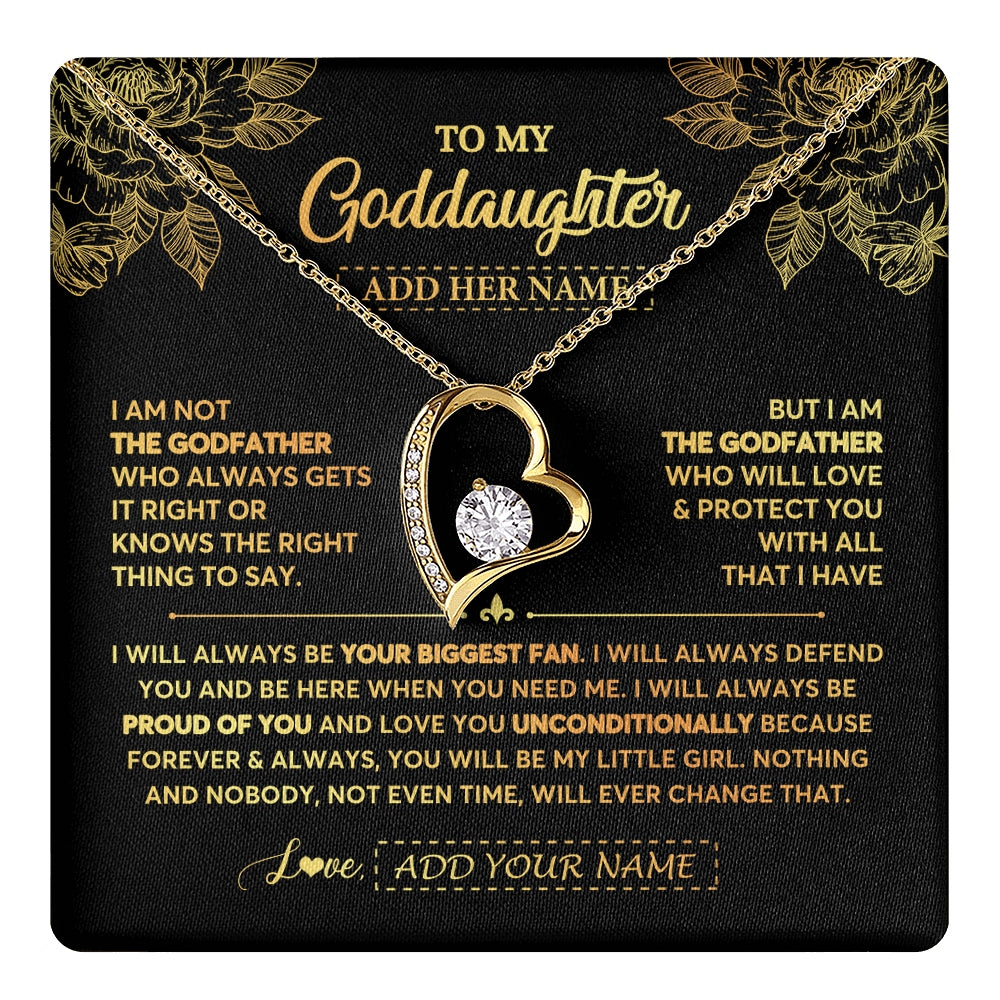 Forever Love Necklace 18K Yellow Gold Finish | 1 | Personalized To My Goddaughter Gifts Necklace From Godfather Meaningful Family Jewelry Birthday Gifts For Goddaughter Christmas Custom Gift Box Message Card | https://teecentury.
