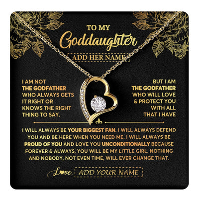 Forever Love Necklace 18K Yellow Gold Finish | 1 | Personalized To My Goddaughter Gifts Necklace From Godfather Meaningful Family Jewelry Birthday Gifts For Goddaughter Christmas Custom Gift Box Message Card | https://teecentury.