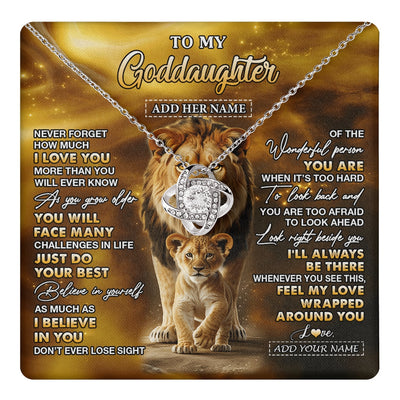Love Knot Necklace 14K White Gold Finish | 1 | Personalized To My Goddaughter Gifts Necklace From Godfather Never Forget How Much I Love You Lion Goddaughter Birthday Gifts Christmas Gift Box Message Card | https://teecentury.