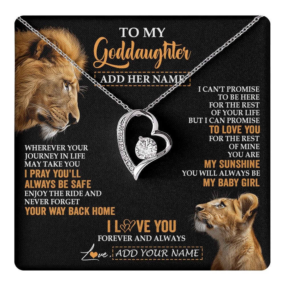 Forever Love Necklace 14K White Gold Finish | 1 | Personalized To My Goddaughter Gifts Necklace From Godfather Wherever Your Journey In Life Lion Goddaughter Birthday Gifts Christmas Gift Box Message Card | https://teecentury.