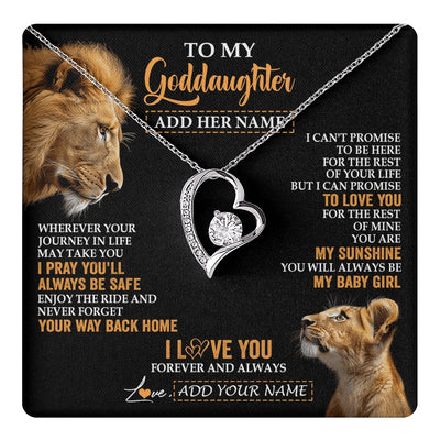 Forever Love Necklace 14K White Gold Finish | 1 | Personalized To My Goddaughter Gifts Necklace From Godfather Wherever Your Journey In Life Lion Goddaughter Birthday Gifts Christmas Gift Box Message Card | https://teecentury.