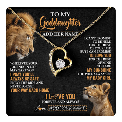 Forever Love Necklace 18K Yellow Gold Finish | 1 | Personalized To My Goddaughter Gifts Necklace From Godfather Wherever Your Journey In Life Lion Goddaughter Birthday Gifts Christmas Gift Box Message Card | https://teecentury.