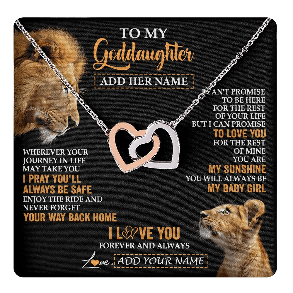 Interlocking Hearts Necklace Stainless Steel & Rose Gold Finish | 1 | Personalized To My Goddaughter Gifts Necklace From Godfather Wherever Your Journey In Life Lion Goddaughter Birthday Gifts Christmas Gift Box Message Card | https://teecentury.