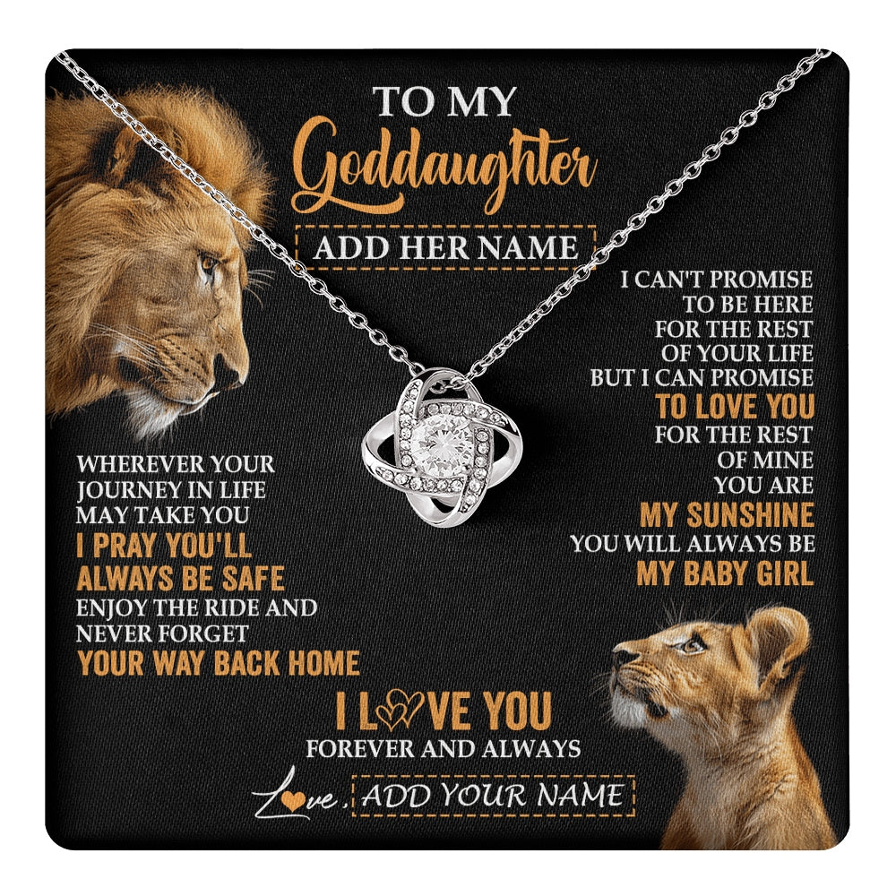 Love Knot Necklace 14K White Gold Finish | 1 | Personalized To My Goddaughter Gifts Necklace From Godfather Wherever Your Journey In Life Lion Goddaughter Birthday Gifts Christmas Gift Box Message Card | https://teecentury.