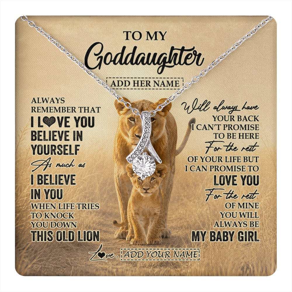 Alluring Beauty Necklace 14K White Gold Finish | 1 | Personalized To My Goddaughter Gifts Necklace From Godmother Aunt Always Remember Lion Gifts For Goddaughter Birthday Christmas Custom Gift Box Message Card | https://teecentury.