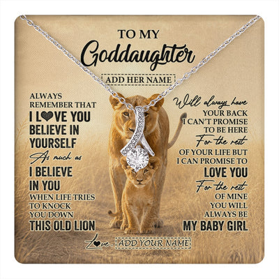 Alluring Beauty Necklace 14K White Gold Finish | 1 | Personalized To My Goddaughter Gifts Necklace From Godmother Aunt Always Remember Lion Gifts For Goddaughter Birthday Christmas Custom Gift Box Message Card | https://teecentury.
