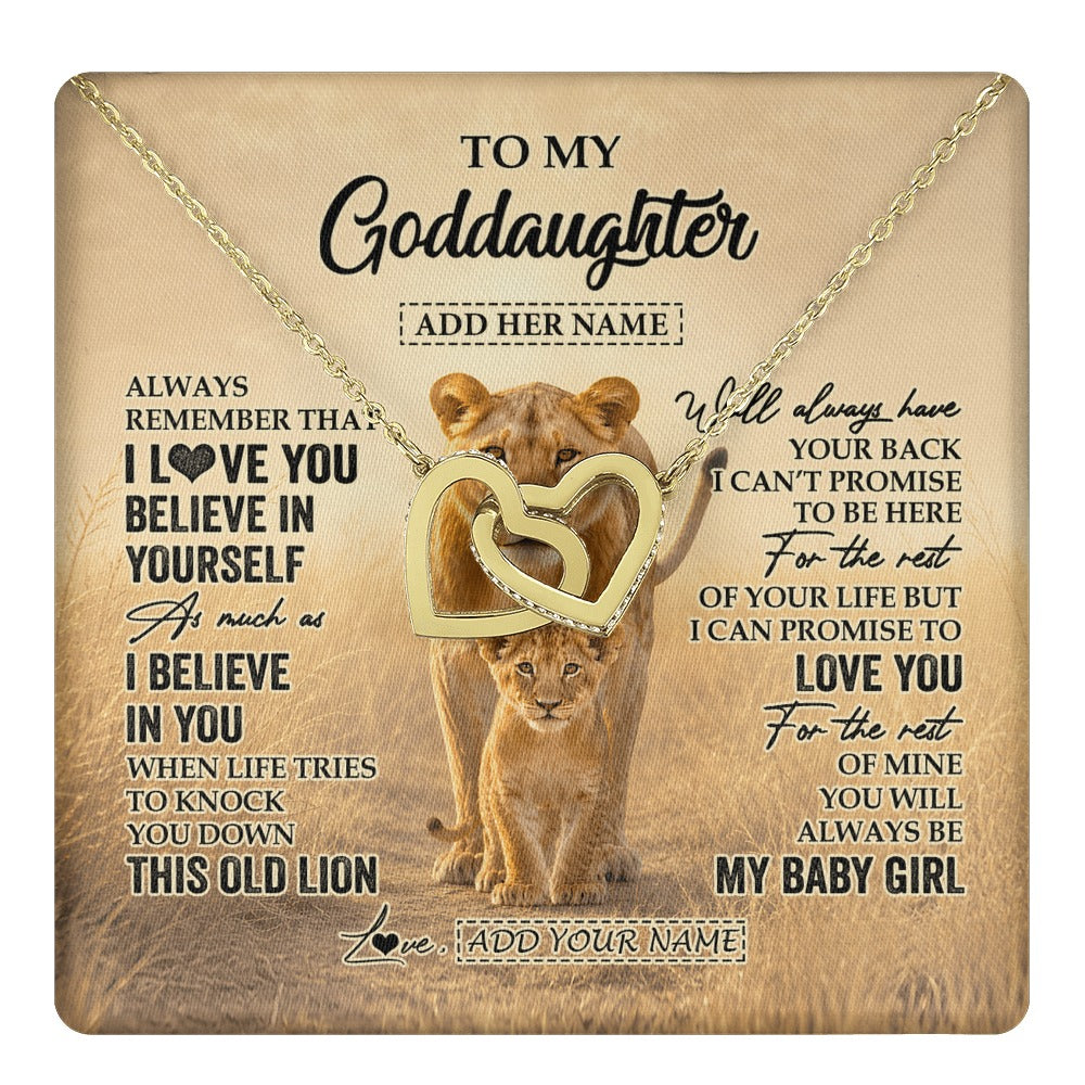 Interlocking Hearts Necklace 18K Yellow Gold Finish | 1 | Personalized To My Goddaughter Gifts Necklace From Godmother Aunt Always Remember Lion Gifts For Goddaughter Birthday Christmas Custom Gift Box Message Card | https://teecentury.