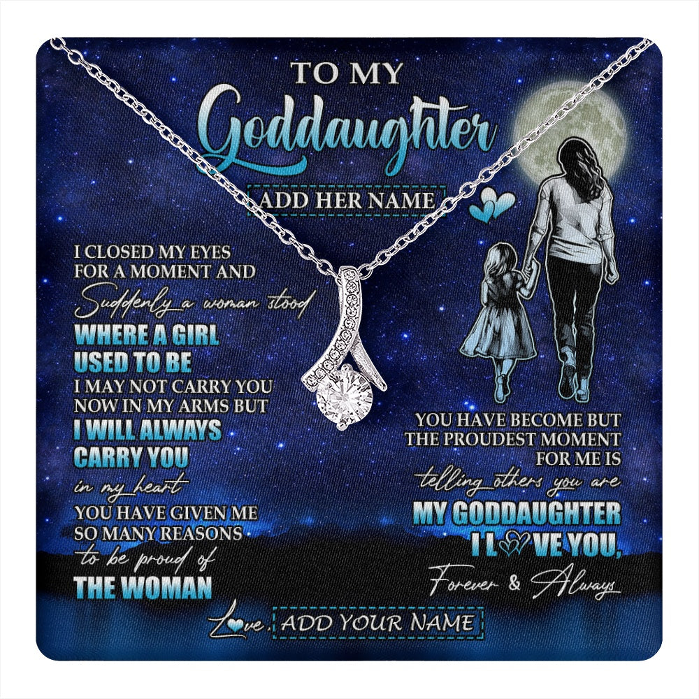 Alluring Beauty Necklace 14K White Gold Finish | 1 | Personalized To My Goddaughter Gifts Necklace From Godmother Aunt I Closed My Eyes For A Moment Goddaughter Birthday Graduation Christmas Gift Box Message Card | teecentury.myshopify