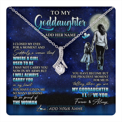 Alluring Beauty Necklace 14K White Gold Finish | 1 | Personalized To My Goddaughter Gifts Necklace From Godmother Aunt I Closed My Eyes For A Moment Goddaughter Birthday Graduation Christmas Gift Box Message Card | teecentury.myshopify