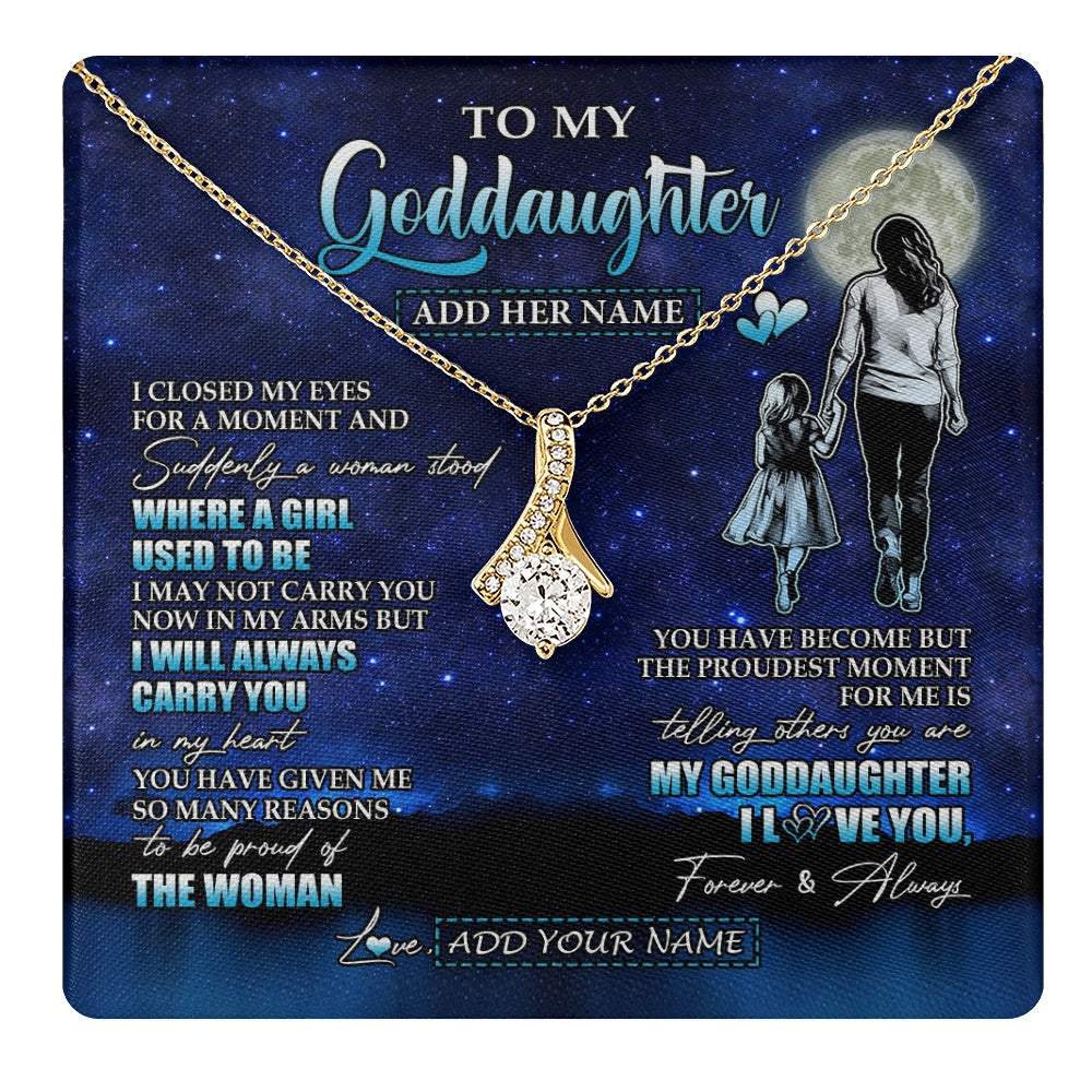 Alluring Beauty Necklace 18K Yellow Gold Finish | 1 | Personalized To My Goddaughter Gifts Necklace From Godmother Aunt I Closed My Eyes For A Moment Goddaughter Birthday Graduation Christmas Gift Box Message Card | teecentury.myshopify
