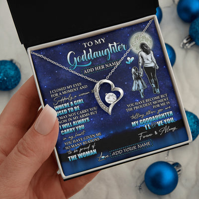Forever Love Necklace 14K White Gold Finish | 2 | Personalized To My Goddaughter Gifts Necklace From Godmother Aunt I Closed My Eyes For A Moment Goddaughter Birthday Graduation Christmas Gift Box Message Card | teecentury.myshopify