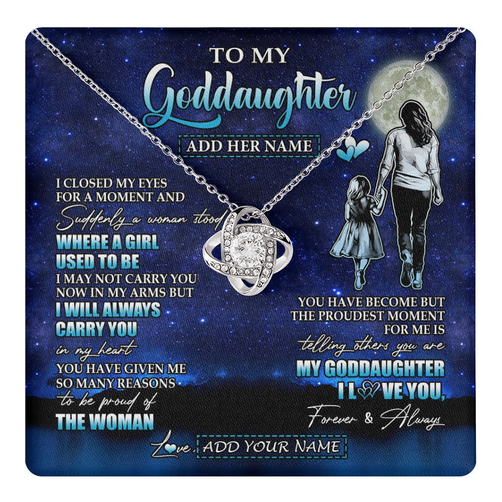 Love Knot Necklace 14K White Gold Finish | 1 | Personalized To My Goddaughter Gifts Necklace From Godmother Aunt I Closed My Eyes For A Moment Goddaughter Birthday Graduation Christmas Gift Box Message Card | teecentury.myshopify