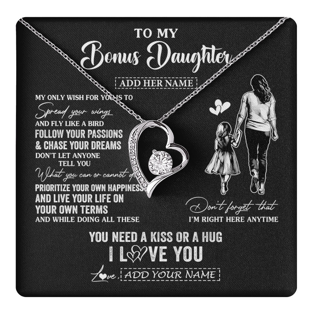 Forever Love Necklace 14K White Gold Finish | 1 | Personalized To My Goddaughter Gifts Necklace From Godmother Aunt My Only Wish For You Goddaughter Birthday Gifts Graduation Christmas Gift Box Message Card | teecentury.myshopify