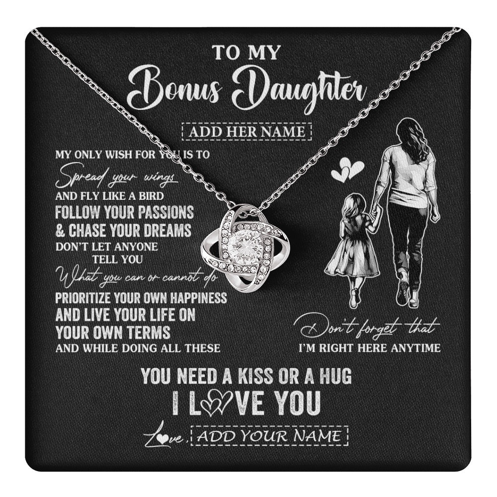 Love Knot Necklace 14K White Gold Finish | 1 | Personalized To My Goddaughter Gifts Necklace From Godmother Aunt My Only Wish For You Goddaughter Birthday Gifts Graduation Christmas Gift Box Message Card | teecentury.myshopify