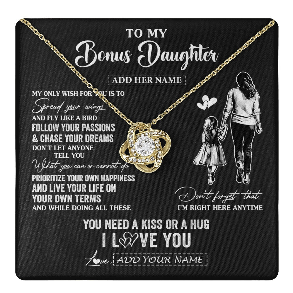 Love Knot Necklace 18K Yellow Gold Finish | 1 | Personalized To My Goddaughter Gifts Necklace From Godmother Aunt My Only Wish For You Goddaughter Birthday Gifts Graduation Christmas Gift Box Message Card | teecentury.myshopify