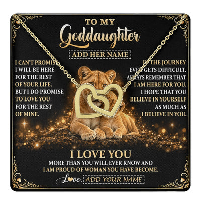 Interlocking Hearts Necklace 18K Yellow Gold Finish | 1 | Personalized To My Goddaughter Gifts Necklace From Godmother Aunt To Goddaughter Birthday Gifts Love You Forever Lion Christmas Custom Gift Box Message Card | https://teecentury.