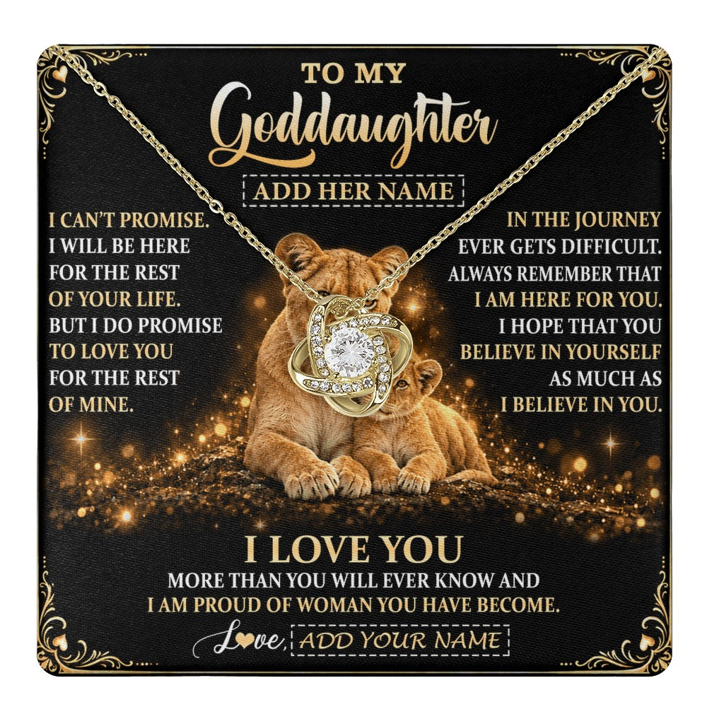 Love Knot Necklace 18K Yellow Gold Finish | 1 | Personalized To My Goddaughter Gifts Necklace From Godmother Aunt To Goddaughter Birthday Gifts Love You Forever Lion Christmas Custom Gift Box Message Card | https://teecentury.
