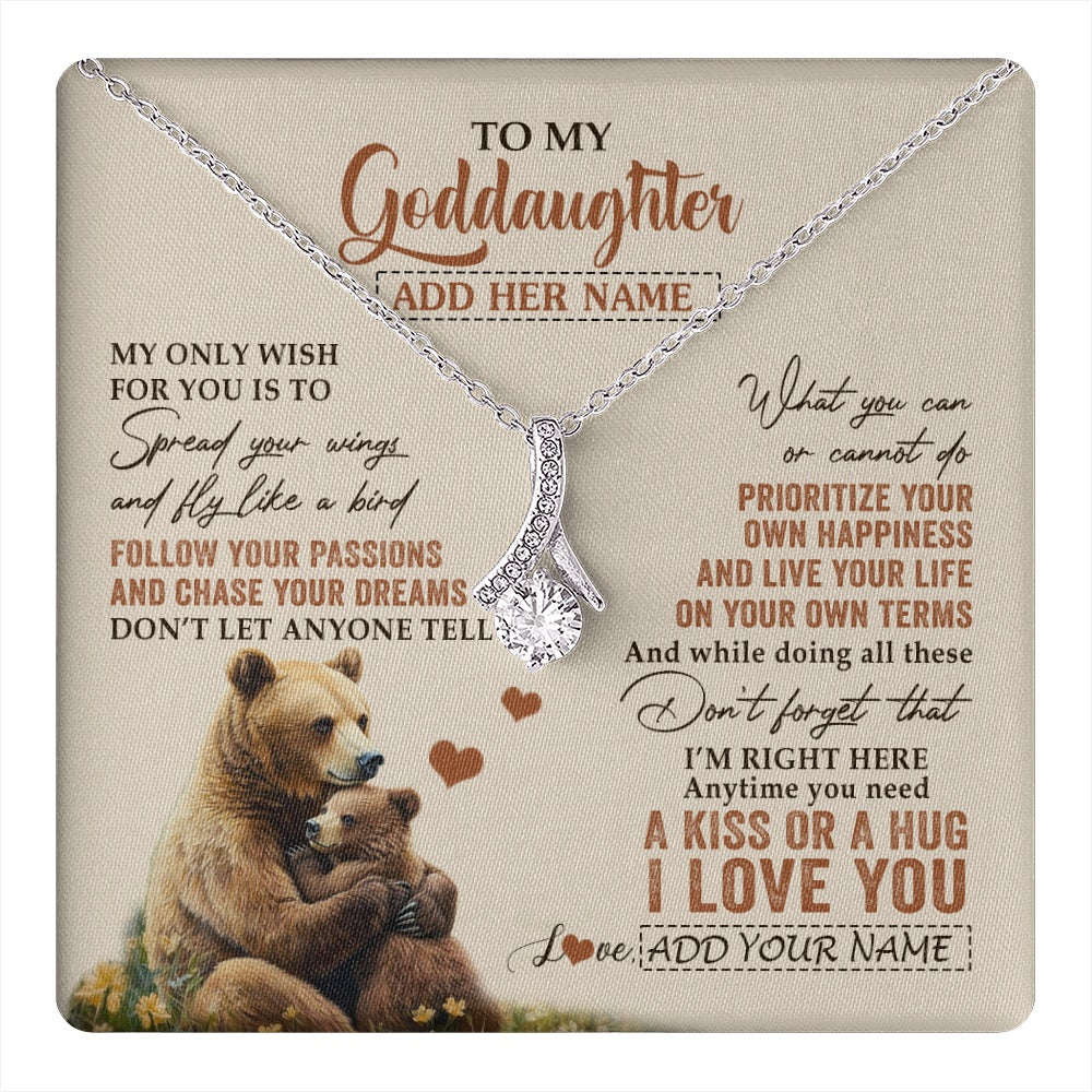 Alluring Beauty Necklace 14K White Gold Finish | 1 | Personalized To My Goddaughter Gifts Necklace From Godmother Bear My Only Wish For You Goddaughter Birthday Gifts Graduation Christmas Gift Box Message Card | teecentury.myshopify