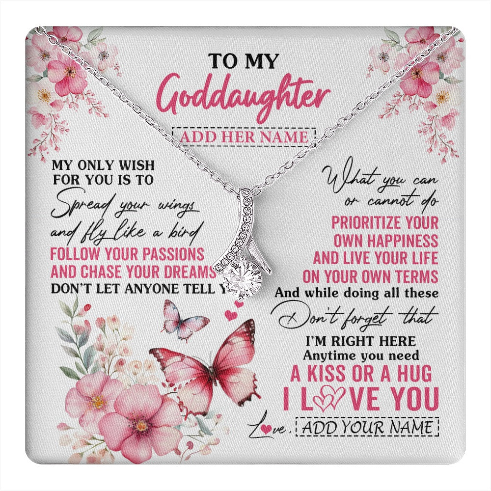 Alluring Beauty Necklace 14K White Gold Finish | 1 | Personalized To My Goddaughter Gifts Necklace From Godmother Butterfly My Only Wish For You Goddaughter Birthday Gifts Christmas Gift Box Message Card | teecentury.myshopify