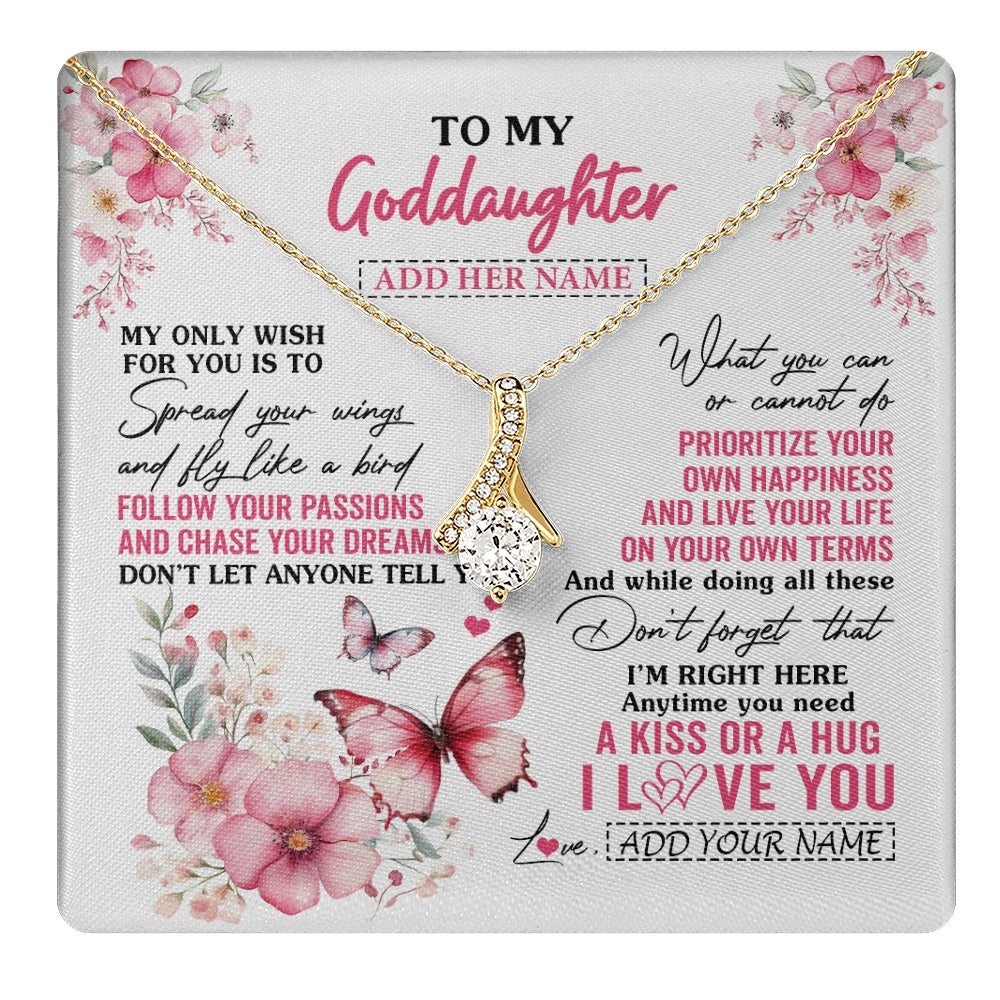 Alluring Beauty Necklace 18K Yellow Gold Finish | 1 | Personalized To My Goddaughter Gifts Necklace From Godmother Butterfly My Only Wish For You Goddaughter Birthday Gifts Christmas Gift Box Message Card | teecentury.myshopify