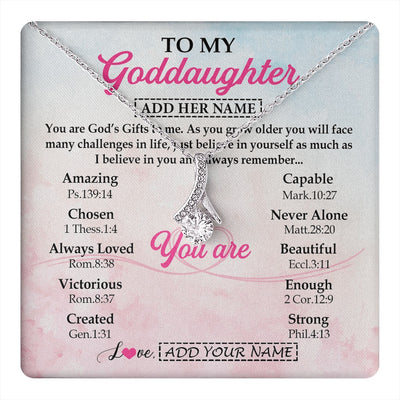 Alluring Beauty Necklace 14K White Gold Finish | 1 | Personalized To My Goddaughter Gifts Necklace From Godmother Christian Religious Jewelry Gifts For Goddaughter Birthday Christmas Custom Gift Box Message Card | https://teecentury.