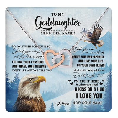 Interlocking Hearts Necklace Stainless Steel & Rose Gold Finish | 1 | Personalized To My Goddaughter Gifts Necklace From Godmother Eagle My Only Wish For You Goddaughter Birthday Gifts Graduation Christmas Gift Box Message Card | teecentury.myshopify