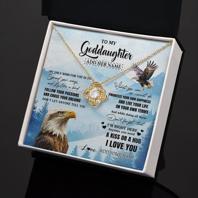 Love Knot Necklace 18K Yellow Gold Finish | 2 | Personalized To My Goddaughter Gifts Necklace From Godmother Eagle My Only Wish For You Goddaughter Birthday Gifts Graduation Christmas Gift Box Message Card | teecentury.myshopify