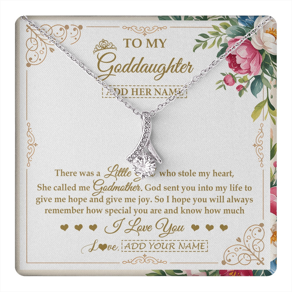 Alluring Beauty Necklace 14K White Gold Finish | 1 | Personalized To My Goddaughter Gifts Necklace From Godmother Filled With My Love Goddaughter Birthday Gifts Graduation Wedding Christmas Gift Box Message Card | https://teecentury.