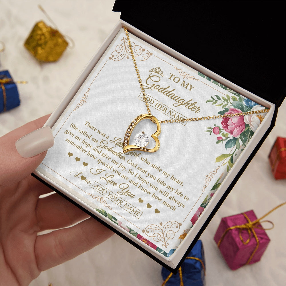 Forever Love Necklace 18K Yellow Gold Finish | 2 | Personalized To My Goddaughter Gifts Necklace From Godmother Filled With My Love Goddaughter Birthday Gifts Graduation Wedding Christmas Gift Box Message Card | https://teecentury.