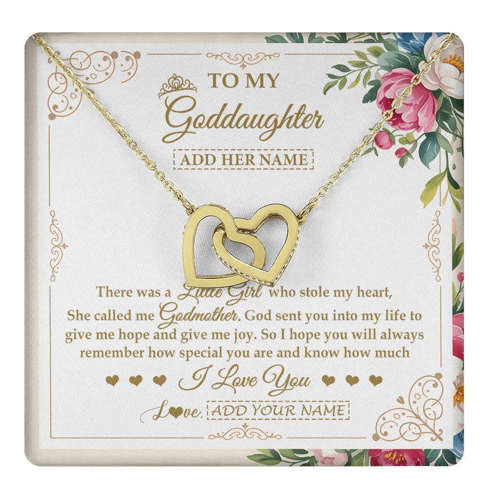 Interlocking Hearts Necklace 18K Yellow Gold Finish | 1 | Personalized To My Goddaughter Gifts Necklace From Godmother Filled With My Love Goddaughter Birthday Gifts Graduation Wedding Christmas Gift Box Message Card | https://teecentury.