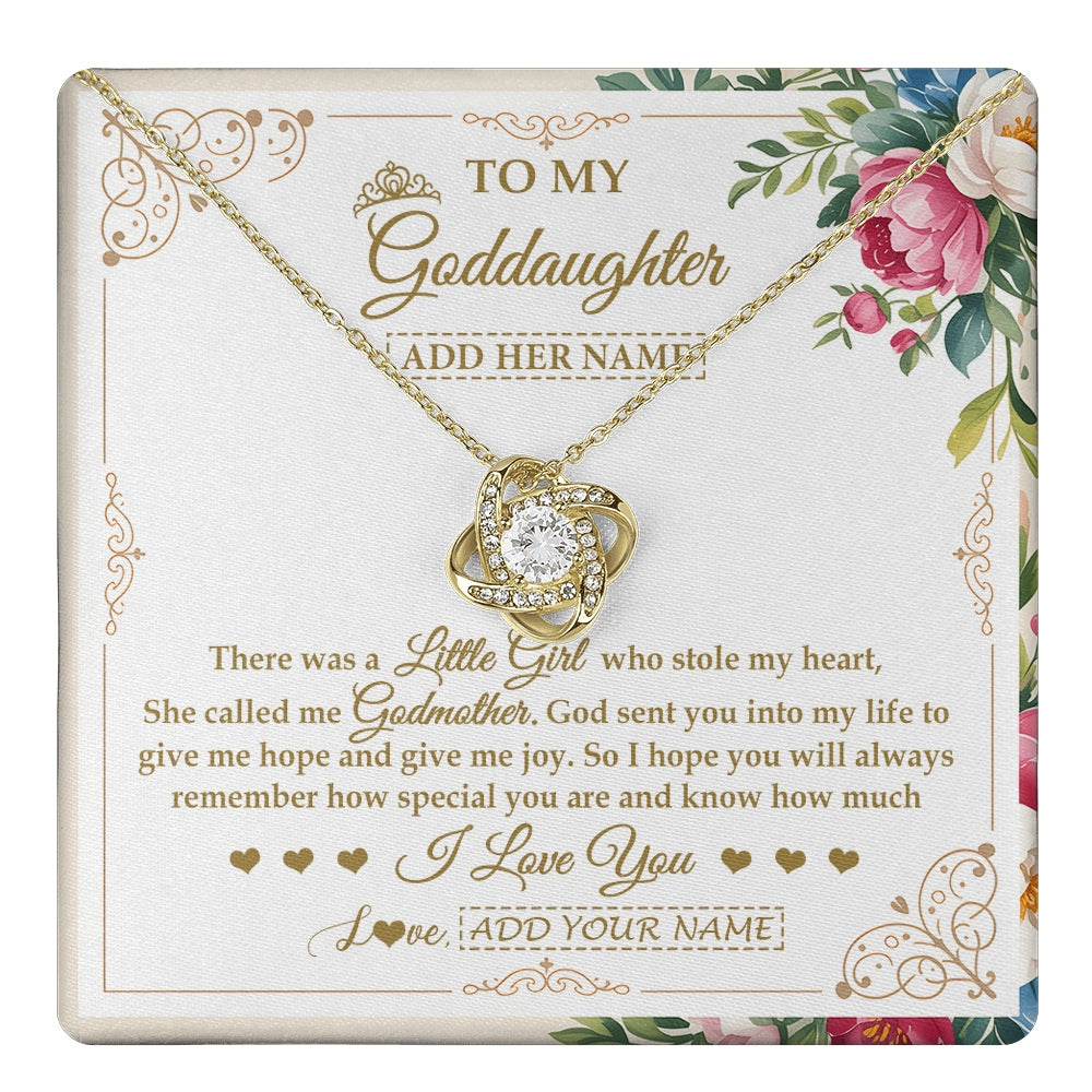 Love Knot Necklace 18K Yellow Gold Finish | 1 | Personalized To My Goddaughter Gifts Necklace From Godmother Filled With My Love Goddaughter Birthday Gifts Graduation Wedding Christmas Gift Box Message Card | https://teecentury.