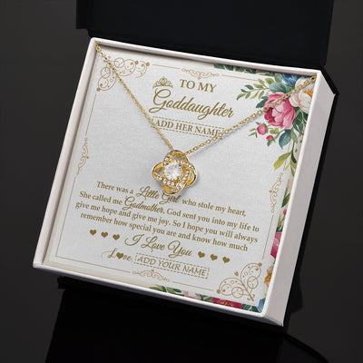 Love Knot Necklace 18K Yellow Gold Finish | 2 | Personalized To My Goddaughter Gifts Necklace From Godmother Filled With My Love Goddaughter Birthday Gifts Graduation Wedding Christmas Gift Box Message Card | https://teecentury.