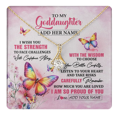 Alluring Beauty Necklace 18K Yellow Gold Finish | 1 | Personalized To My Goddaughter Gifts Necklace From Godmother Godfather I Wish You The Strength Butterfly Goddaughter Birthday Christmas Gift Box Message Card | https://teecentury.