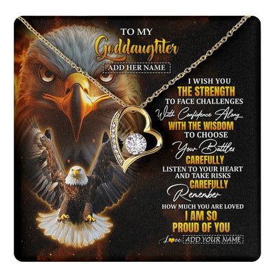 Forever Love Necklace 18K Yellow Gold Finish | 1 | Personalized To My Goddaughter Gifts Necklace From Godmother Godfather I Wish You The Strength Eagle Goddaughter Birthday Gifts Christmas Gift Box Message Card | https://teecentury.