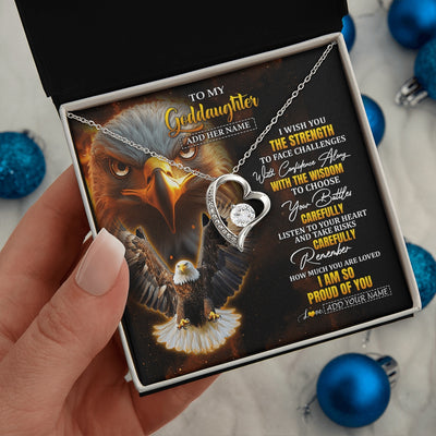 Forever Love Necklace 14K White Gold Finish | 2 | Personalized To My Goddaughter Gifts Necklace From Godmother Godfather I Wish You The Strength Eagle Goddaughter Birthday Gifts Christmas Gift Box Message Card | https://teecentury.