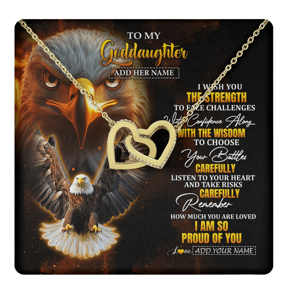 Interlocking Hearts Necklace 18K Yellow Gold Finish | 1 | Personalized To My Goddaughter Gifts Necklace From Godmother Godfather I Wish You The Strength Eagle Goddaughter Birthday Gifts Christmas Gift Box Message Card | https://teecentury.