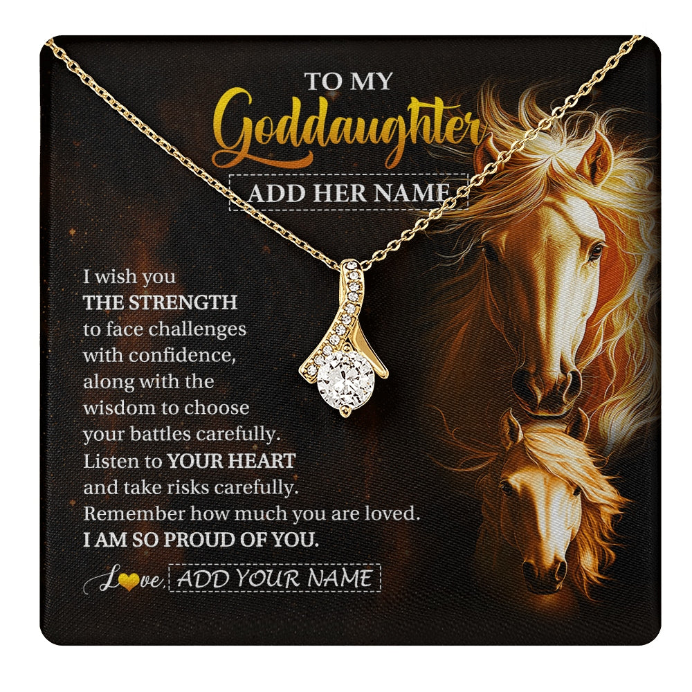 Alluring Beauty Necklace 18K Yellow Gold Finish | 1 | Personalized To My Goddaughter Gifts Necklace From Godmother Godfather I Wish You The Strength Horse Goddaughter Birthday Gifts Christmas Gift Box Message Card | https://teecentury.