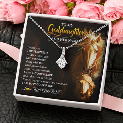 Alluring Beauty Necklace 14K White Gold Finish | 2 | Personalized To My Goddaughter Gifts Necklace From Godmother Godfather I Wish You The Strength Horse Goddaughter Birthday Gifts Christmas Gift Box Message Card | https://teecentury.