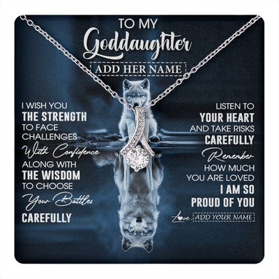 Alluring Beauty Necklace 14K White Gold Finish | 1 | Personalized To My Goddaughter Gifts Necklace From Godmother Godfather I Wish You The Strength Wolf Goddaughter Birthday Gifts Christmas Gift Box Message Card | https://teecentury.