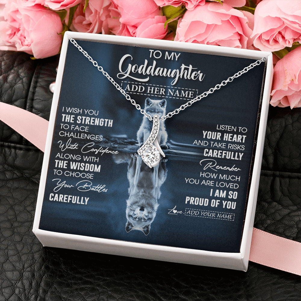 Alluring Beauty Necklace 14K White Gold Finish | 2 | Personalized To My Goddaughter Gifts Necklace From Godmother Godfather I Wish You The Strength Wolf Goddaughter Birthday Gifts Christmas Gift Box Message Card | https://teecentury.