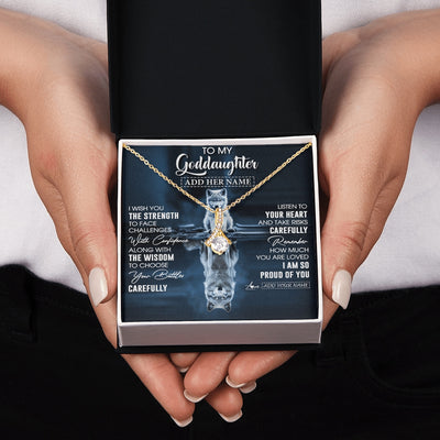 Alluring Beauty Necklace 18K Yellow Gold Finish | 2 | Personalized To My Goddaughter Gifts Necklace From Godmother Godfather I Wish You The Strength Wolf Goddaughter Birthday Gifts Christmas Gift Box Message Card | https://teecentury.