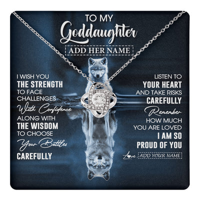 Love Knot Necklace 14K White Gold Finish | 1 | Personalized To My Goddaughter Gifts Necklace From Godmother Godfather I Wish You The Strength Wolf Goddaughter Birthday Gifts Christmas Gift Box Message Card | https://teecentury.