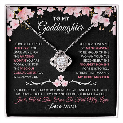 Love Knot Necklace 14K White Gold Finish | 1 | Personalized To My Goddaughter Gifts Necklace From Godmother Godfather Love Precious Goddaughter Birthday Graduation Christmas Customized Gift Box Message Card | teecentury