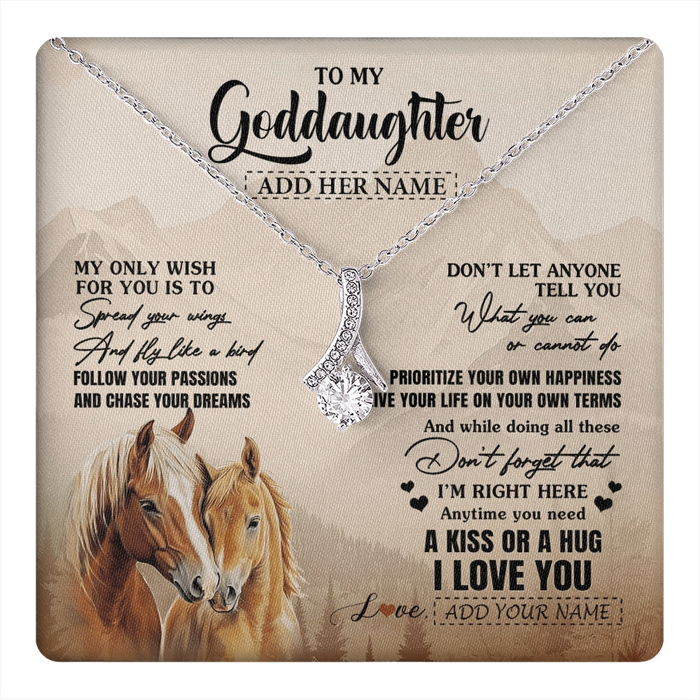 Alluring Beauty Necklace 14K White Gold Finish | 1 | Personalized To My Goddaughter Gifts Necklace From Godmother Horse My Only Wish For You Goddaughter Birthday Gifts Graduation Christmas Gift Box Message Card | https://teecentury.