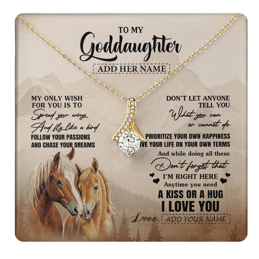 Alluring Beauty Necklace 18K Yellow Gold Finish | 1 | Personalized To My Goddaughter Gifts Necklace From Godmother Horse My Only Wish For You Goddaughter Birthday Gifts Graduation Christmas Gift Box Message Card | https://teecentury.