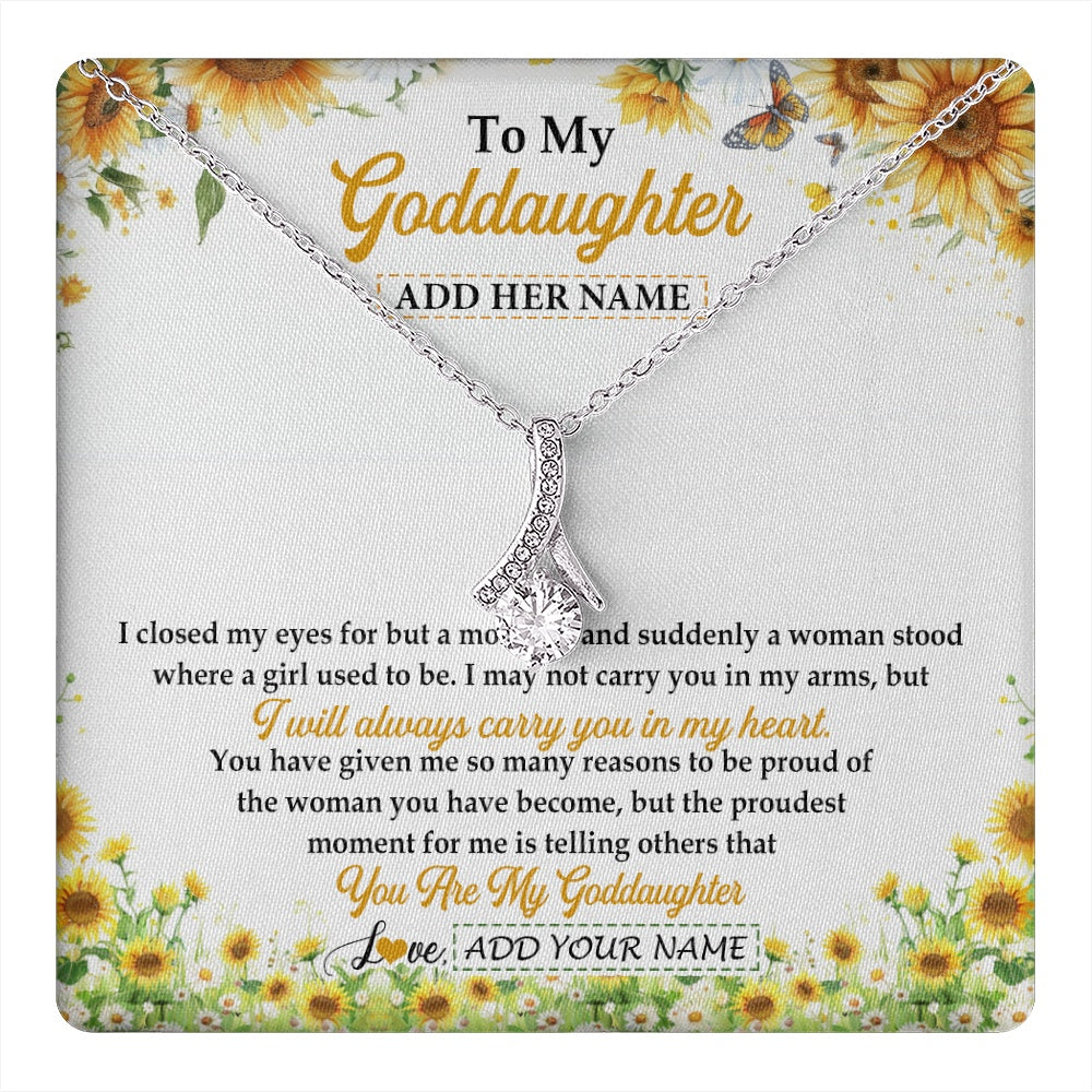 Alluring Beauty Necklace 14K White Gold Finish | 1 | Personalized To My Goddaughter Gifts Necklace From Godmother I Closed My Eyes Sunflower Best Goddaughter Birthday Gifts Christmas Custom Gift Box Message Card | teecentury.myshopify