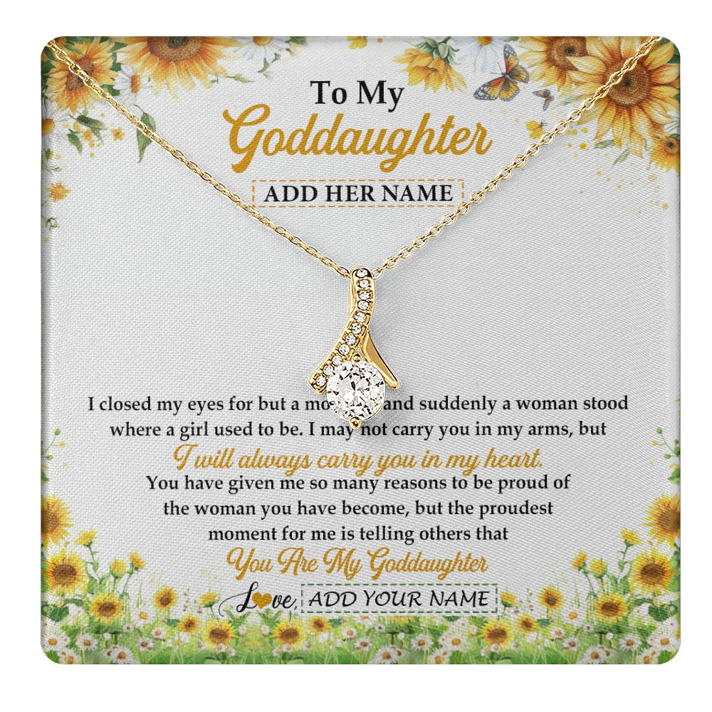 Alluring Beauty Necklace 18K Yellow Gold Finish | 1 | Personalized To My Goddaughter Gifts Necklace From Godmother I Closed My Eyes Sunflower Best Goddaughter Birthday Gifts Christmas Custom Gift Box Message Card | teecentury.myshopify